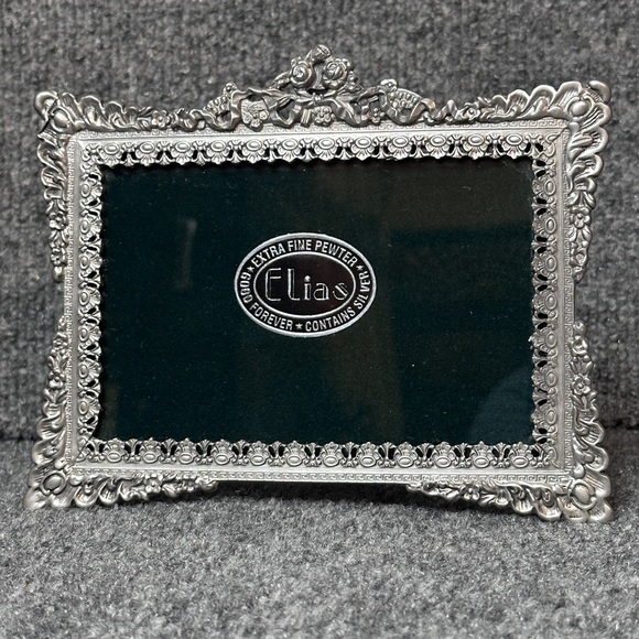 Vintage Elias ornate picture frame 4x6 sterling silver pewter Victorian roses - Picture 1 of 14